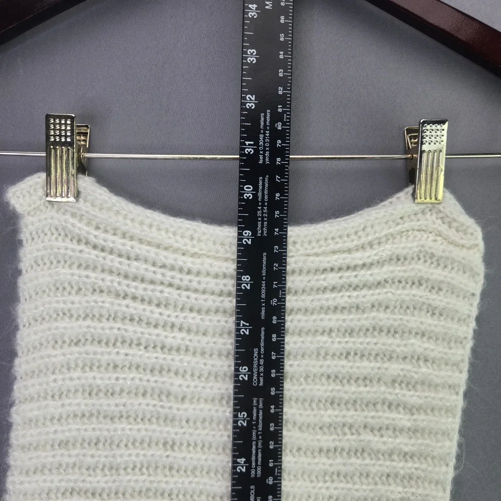 Forever 21 Infinity Scarf Ribbed Knit Metallic Shimmer OS Ivory White Winter